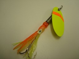 Show details for Chartreuse with Chartreuse and Orange Hoochie # Picture of Chartreuse with Chartreuse and Orange Hoochie #