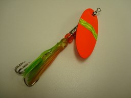 Show details for Fluorescent Orange with Chartreuse and Orange # 455 Picture of Fluorescent Orange with Chartreuse and Orange # 455