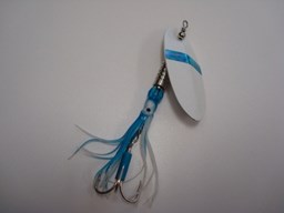 Show details for Pearlescent with Blue and White Hoochie #341 Picture of Pearlescent with Blue and White Hoochie #341