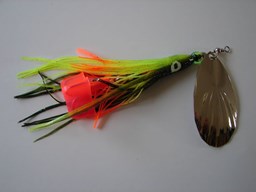 Show details for Black and Chartreuse with Chartreuse and Orange Tip Skirt #271 Picture of Black and Chartreuse with Chartreuse and Orange Tip Skirt #271